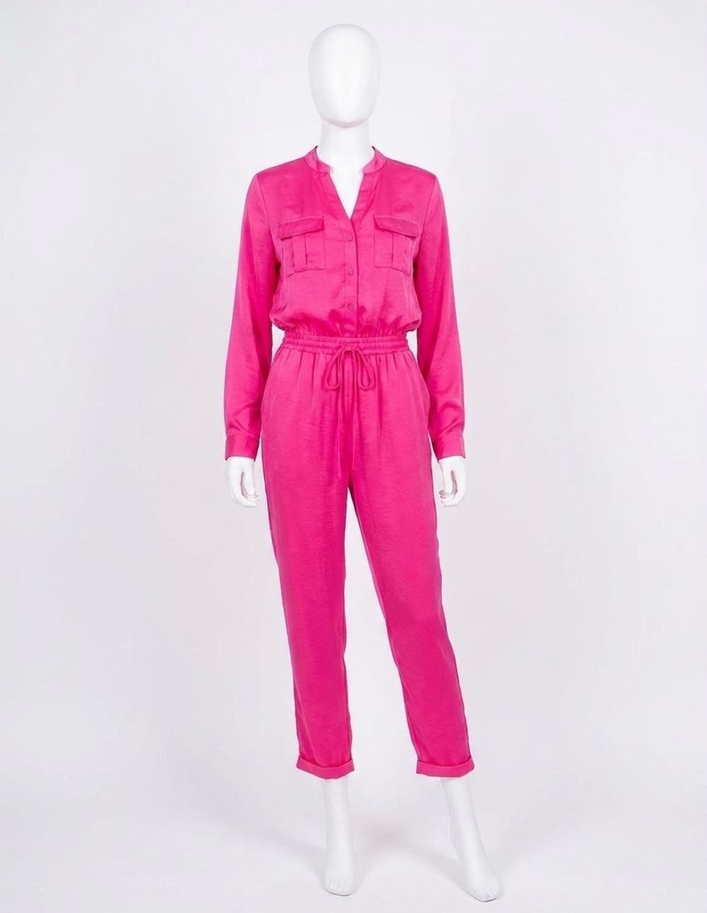 NEW BIBI brenna long sleeve jumpsuit in pink